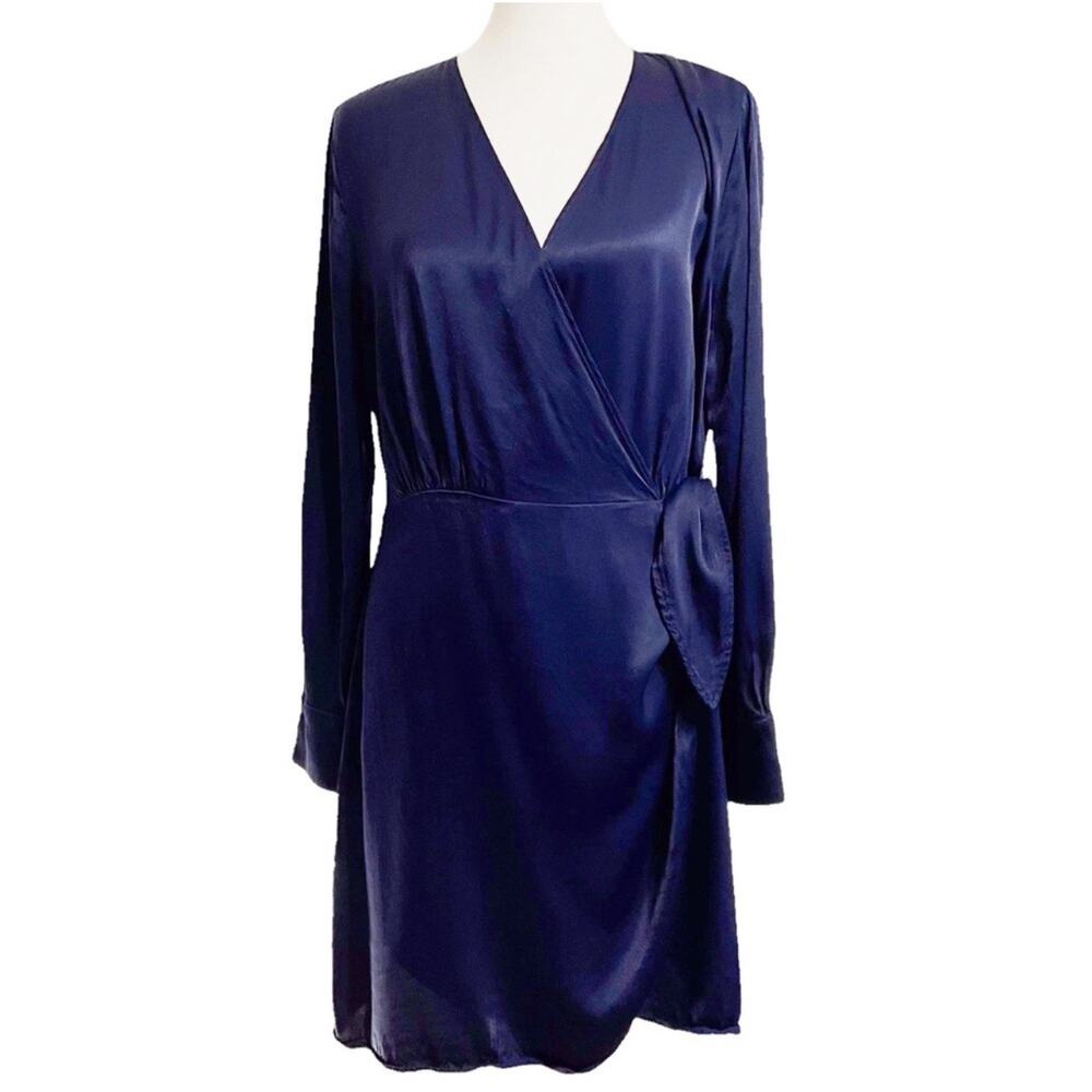 & Other Stories Blue V-Neck‎ Long Sleeve Wrap Dress Size 10